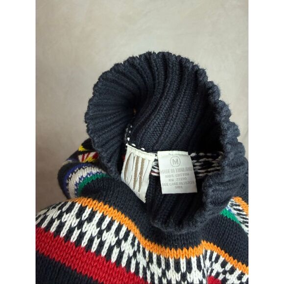 Vintage Striped Sweater 100% Cotton Size Medium 1980s - Picture 6 of 6